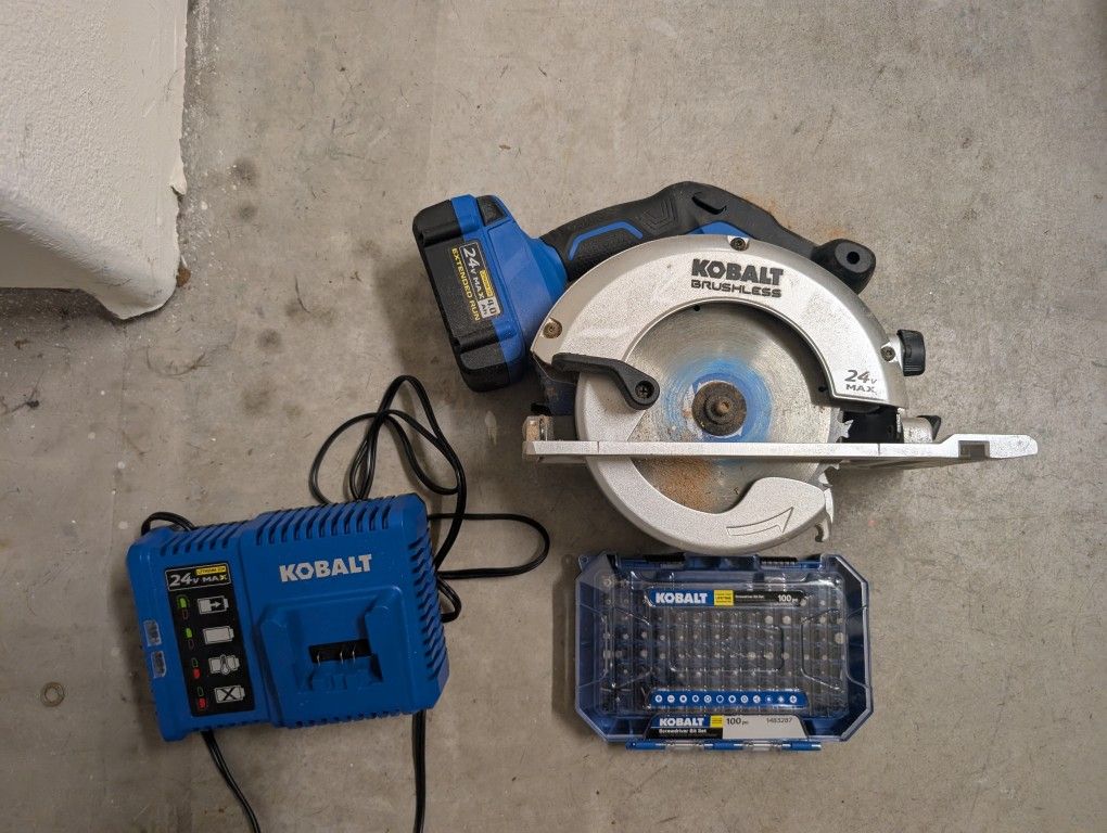Kobalt Circular Saw Battery Charger And 100 Piece Screwdriver Set