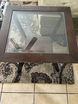 Glass Wood Living Room Accent Table