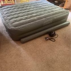 Coleman Queen Air Mattress Soft Surface & 120V Quick Pump Includes Coleman Personal 8 Cooler