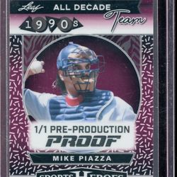 Real Nice 2025 Leaf Metal Sports Heros All Decade Clear Pink,,One Of A Kind Mike Piazza 1/1 Card..Mint.!!!