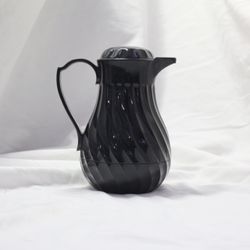 Vintage Black Thermal Coffee Carafe – 1L Insulated Pitcher with Push-Button Lid