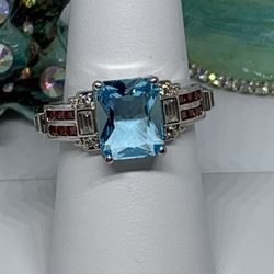 Lt Blue And Orange Ring Size10 $14