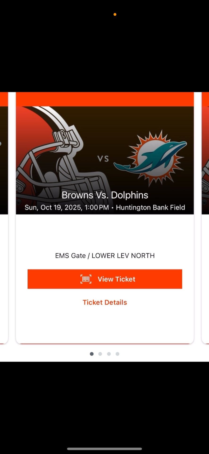 2 Cleveland Browns Vs Miami Dolphins Ticket 