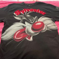  vintage Lot 29 Sylvester T-shirt in black with red and white airbrush design