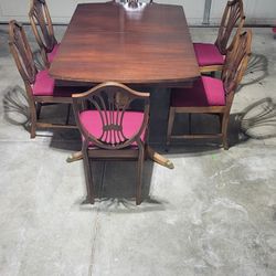 Beautiful Six Chair Farm Kitchen Table With Cover Protector And Leaf