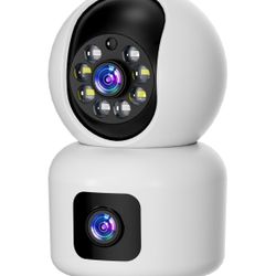 360° Dual Lens Smart Security Camera, 2K HD Camera, 2.4GHz with WiFi, Color Night Vision, Motion Detection for Baby and Pet Monitoring, Support Cloud 