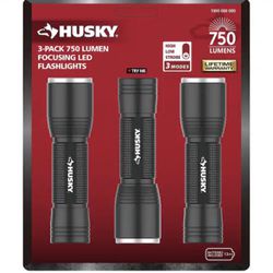 Husky 3-Pack LED aluminum focusing flashlight 750 lumens #4064 
