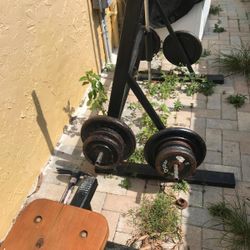 185 Pounds Weights Incline Bench And Bar All 1 Inch