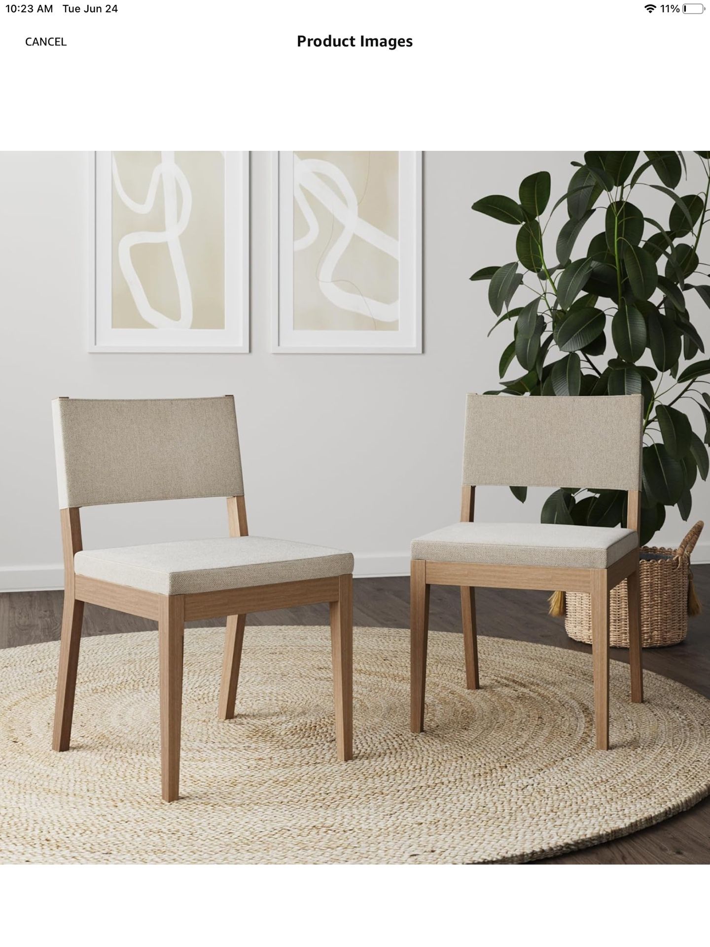 Nathan James Linus Modern Upholstered Dining Chair with Solid Rubberwood Legs *NEW IN BOX*