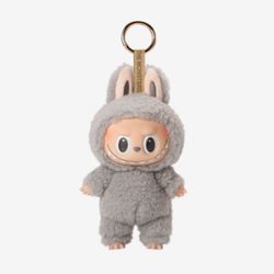 Sesame Bean Gray Plush Labubu Monster POP MART Toy Keychain 