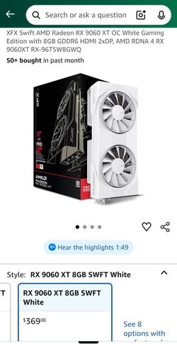 Xfx 9060xt 8 Gb Gpu White