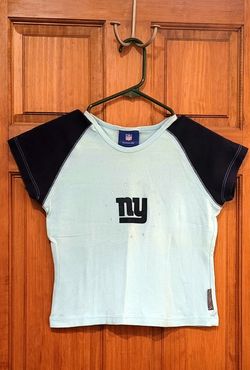 Reebok New York Giants NFL women's short sleeve sporty polo shirt in baby blue and dark blue Size L14 Juniors 