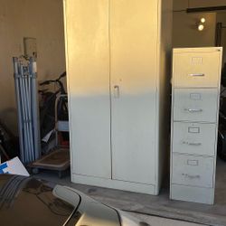 Metal storage and filing cabinet