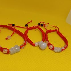 Lot 3pcs Hand Knitted Jade Beads Good Luck Safety Bracelet 