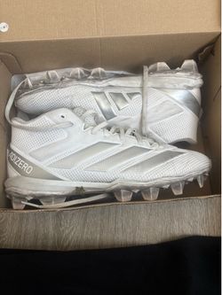 Adidas Adziero white and silver cleats