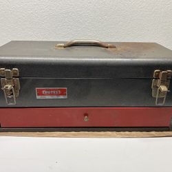 Tru test tool box toolbox tool chest old vintage metal With One Drawer 