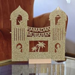 Ramadan Mubarak GOLD Glitter Acrylic Sign 