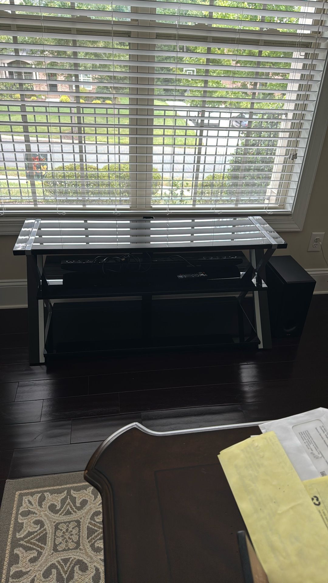 Glass TV Stand with Sound Bar