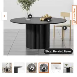 60” Black Wood Dining Table