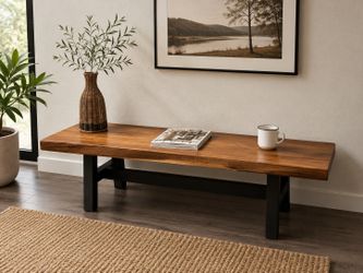 Solid Monkey Pod Wood Bench/Coffee Table – Live Edge – 55” x 16.5” x 17” H