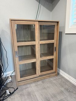 Glass door wooden cabinet