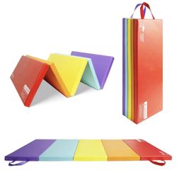 Kangaroo Hoppers Gymnastics Tumbling Mats for Kids, Foldable Gym Mat with Carrying Handles for Home Activity Play