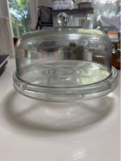2 in 1 Glass Cake Stand / chip and dip serving dish