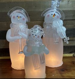 Craig Bachman Large Lighted Snowman Family In Box
