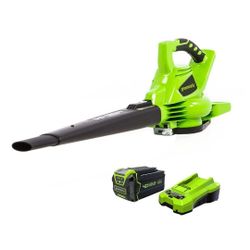 Greenworks 40V (185 MPH / 340 CFM) Cordless Brushless Leaf Blower/Vacuum with Bag, Battery-Powered, Ergonomic Design for Efficient Leaf & Grass Clippi