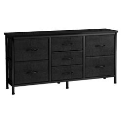 47 Inch Dresser for Bedroom,Dresser for Closet with 7 Drawers,Large TV Stand for 60 Inch TV,Wide Entertainment Center with Storage,Black