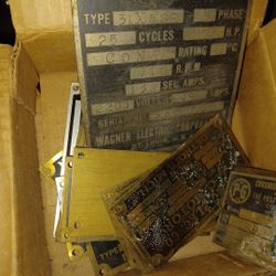 Box full of brass name plates