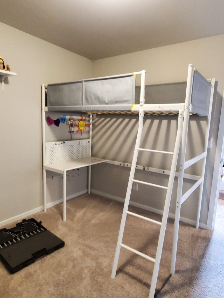 Like New Ikea Kids Loft Bed With Desk