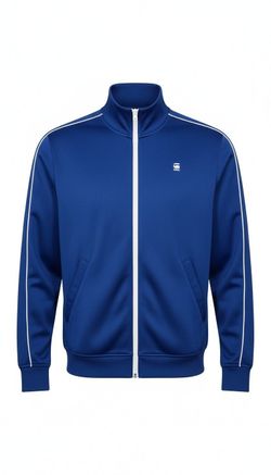 G-Star RAW Men’s L Blue Track Jacket Full Zip White Piping Logo Y2K