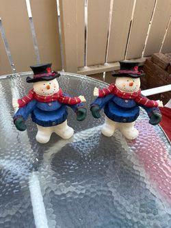 Snowman Christmas Figurines Set of 2