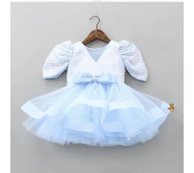 Sequins Flared Blue Baby Dress