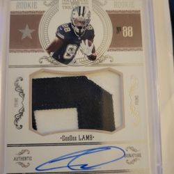 2020 National Treasures RC Rookie Patch Auto Ceedee Lamb Auto #/99