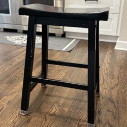 2 Black Wood Bar Stools Counter Height 