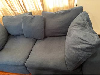 Bobs furniture cloud couches navy blue sectional