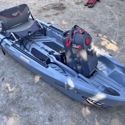 Bass 100 Fishing Kayak Boat + Honda 2HP 4-Stroke + Trolling Motor