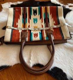 American Darling leather/blanket fabric purse/laptop bag NWT