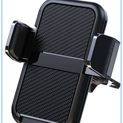 Car Phone Holder, Universal Air Vent Mount, Carbon Fiber Pattern, Black, Adjustable Grip, Smartphone Compatible