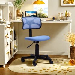 Homy Casa Roly Small Mesh Office Chair 40" Compact Ergonomic Office Chair Study Room Home Office,Blue