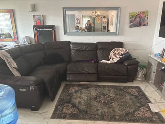 Rooms to go brown leather couch