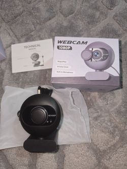 1080P HD webcam with microphone, noise cancellation, privacy cover, wide-angle lens, automatic light correction, plug-and-play USB webcam for laptop