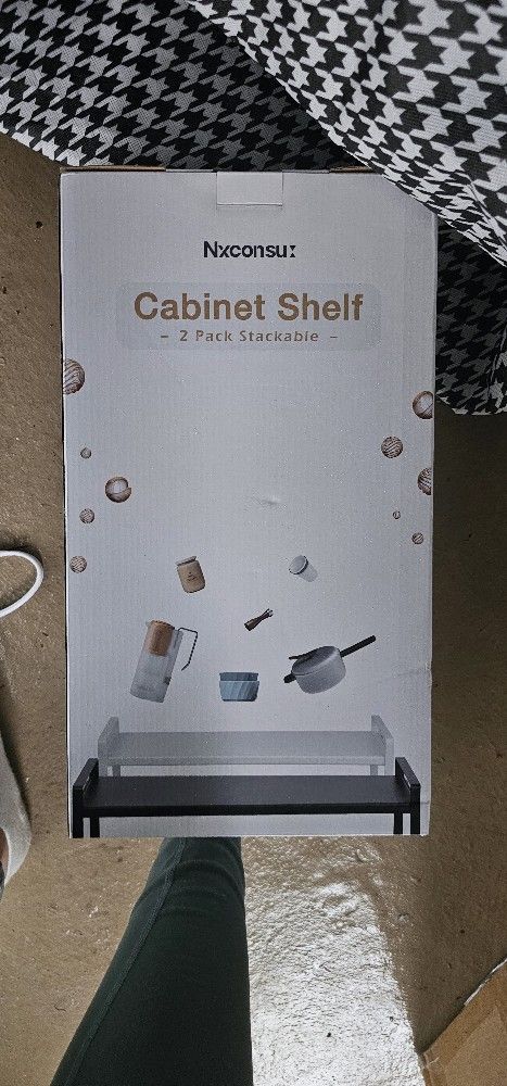 Nxconsu 2 Pack Stackable Cabinet Shelves Riser Organizer for Kitchen Cupboard Pantry Countertop Home Organization Space Saving Heavy Duty Metal Non-Sl