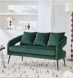 53.7"Modern Velvet Loveseat with Hollow Back Sofa - Green
