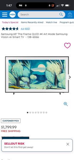 65’ Samsung The Frame w/Qled Technology