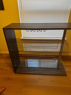 Home Bar Table with Glass Shelves