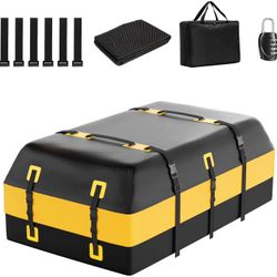 Rooftop Cargo Carrier Bag Car Roof Bag 15/21 Cubic Feet Waterproof for All Vehicle, Include Anti-Slip Mat, Reinforced Straps, Door Hooks, Luggage Lock