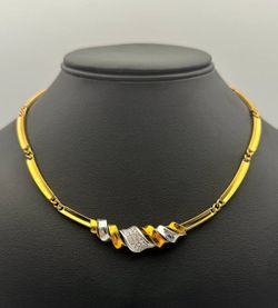 Jewelry Vintage 18k solid yellow gold and brilliant cut diamond 1.25CTW choker necklace